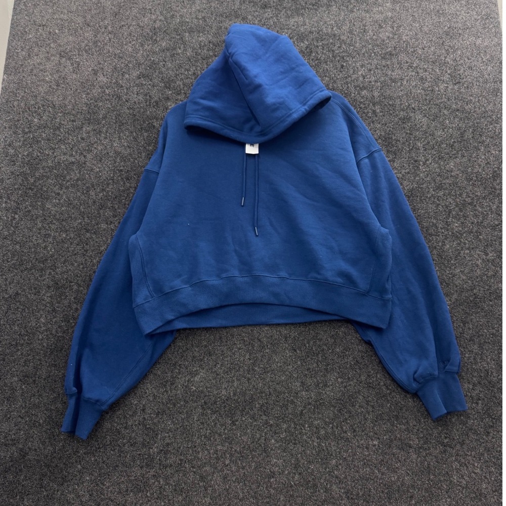 Garage Ultra Fleece Pillow Hoodie Midnight Blue Cropped Sweatshirt NWT P/M-S/M